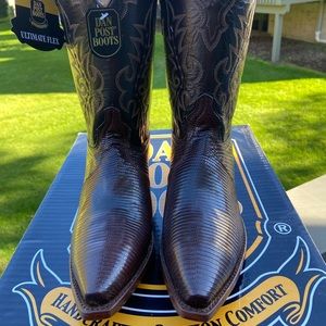 New in Box with tags. Dan Post Chocolate Lizard Size 10M